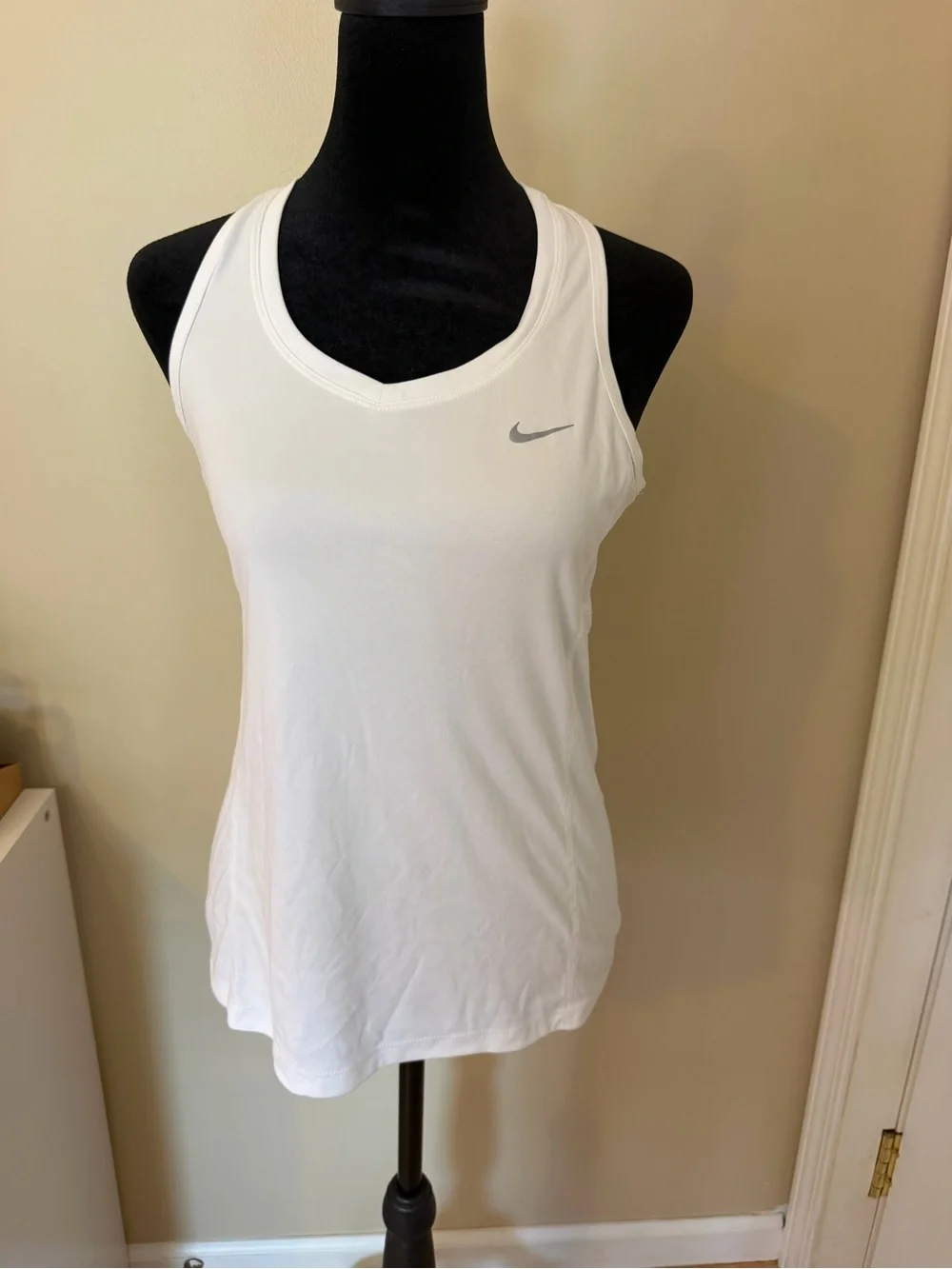 Nike Women's Dri-FIT Racerback Mesh Running Tank Top - White (Size Small)